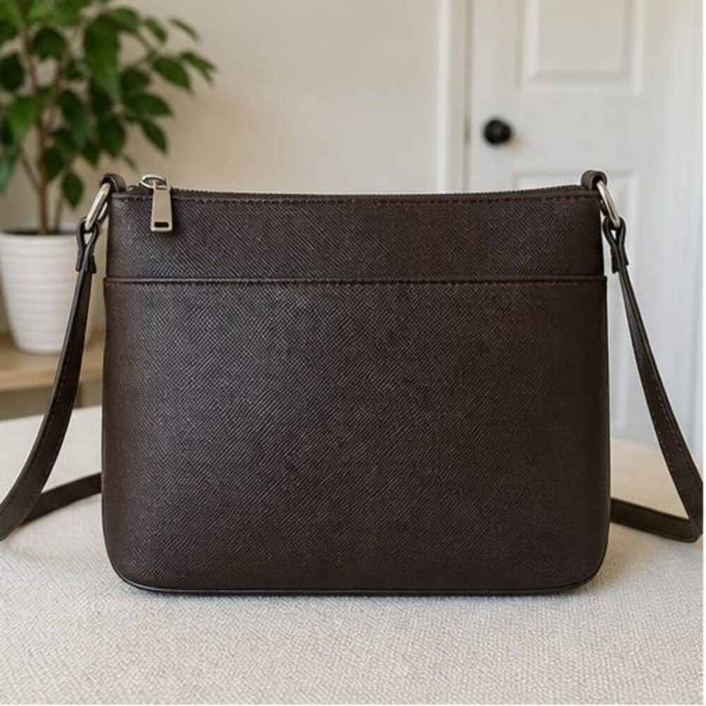 Gray Saffiano Crossbody Bag